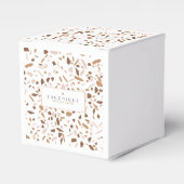 Minimalistische beige Terrazzo Mosaic Branding Bedankdoosjes (Voorkant Zijde)