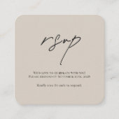 Minimalistische Beige Trouw-RSVD-kaart met QR-code Informatiekaartje (Voorkant)