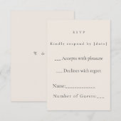 Minimalistische Beige Trouw RSVP Kaart (Voorkant / Achterkant)