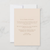 Minimalistische Beige trouwfoto Bedankkaart (Achterkant)