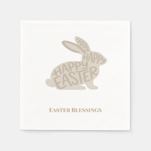 Minimalistische Beige Typografie Konijn Pasen Servet