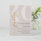 Minimalistische Beige Veertigste 40e Verjaardagsfe Kaart (Staand voorkant)
