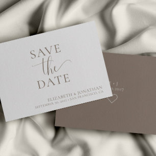 Minimalistische Beige Witte Bruiloft Save The Date Kaart