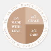 Minimalistische Beige & Witte Thank You Sticker (Voorkant)