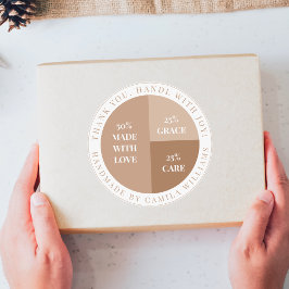 Minimalistische Beige & Witte Thank You Sticker