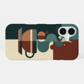 Minimalistische beker met retro stoom iPhone 16 hoesje (Achterkant horizontaal)