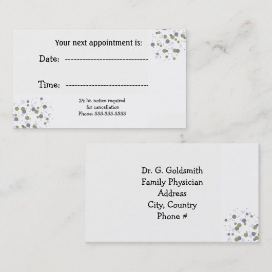 Minimalistische benoeming van Confetti Stippen-spe Afsprakenkaartje (Voorkant / Achterkant)