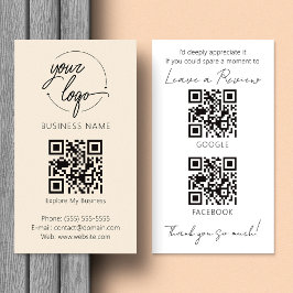 Minimalistische beoordelingsverzoek met QR-code Ch Visitekaartje