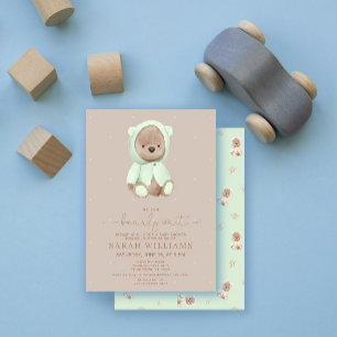 Minimalistische Berenjacht Sagegroene Babyborrel Kaart