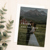 Minimalistische berg bestemming foto bruiloft kaart
