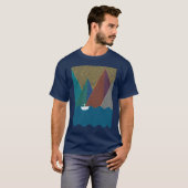 Minimalistische berg en golven t-shirt (Voorkant volledig)