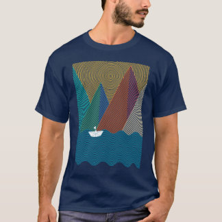 Minimalistische berg en golven t-shirt