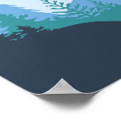 Minimalistische berg- en rivierlandschap poster (Hoek)