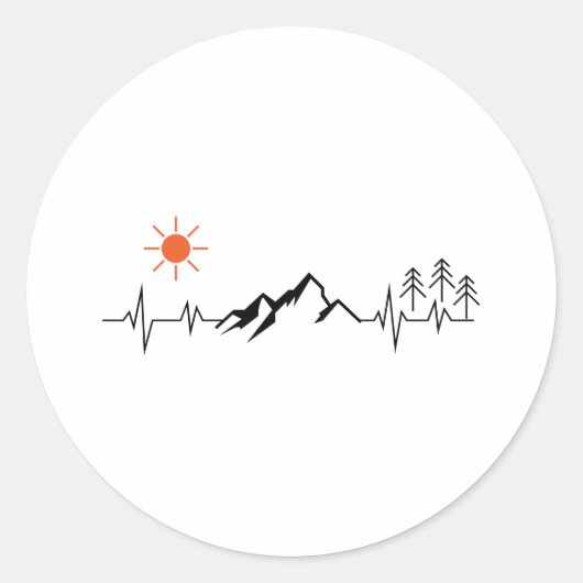 minimalistische berg ronde sticker (Voorkant)
