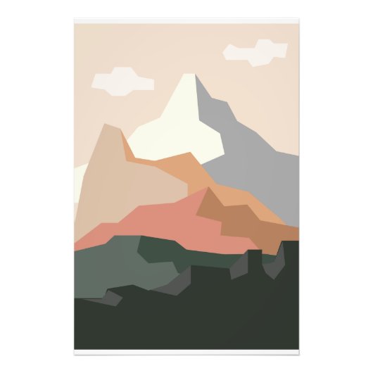Minimalistische bergachtergrond foto afdruk (Voorkant)