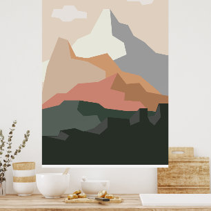 Minimalistische bergachtergrond poster