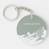 Minimalistische Bergillustratie Bord Olijf Sleutelhanger (Voorkant)