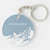 Minimalistische bergillustratie Icy Blue Sleutelhanger (Achterkant)