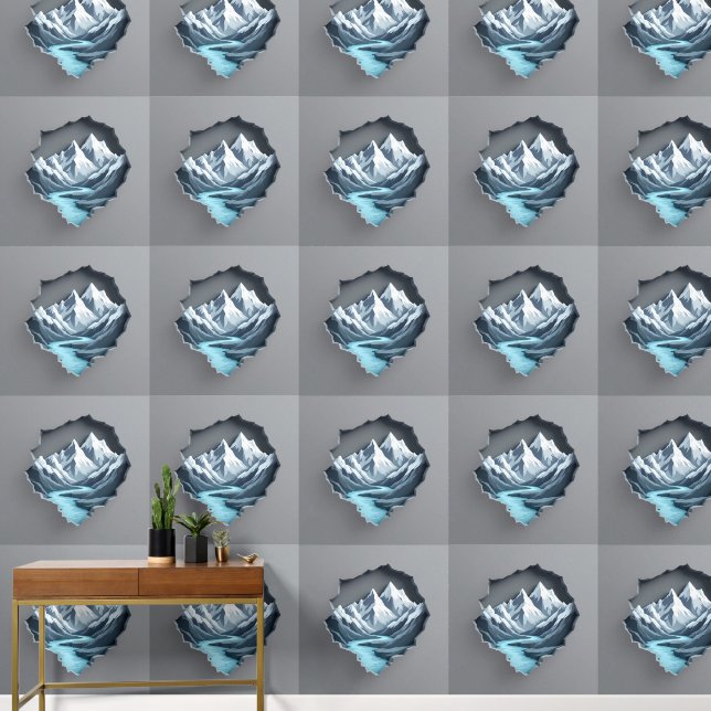 Minimalistische bergketen: elegante 3D-wandkunst Behang (Hal)