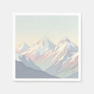Minimalistische berglandschap met pastelkleuren servet