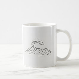 Minimalistische bergzonneopgang | Lijnkunstmok Koffiemok