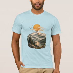 Minimalistische bergzonsondergang natuur T-shirt
