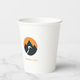 Minimalistische bergzonsondergang ontwerp papieren bekers