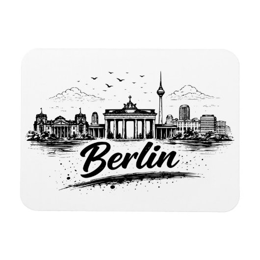 Minimalistische Berlijn Duitsland Stadsgezicht Kun Magneet (Horizontaal)