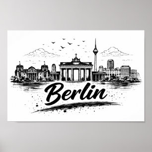 Minimalistische Berlino Duitsland Stadsgezicht Kun Poster
