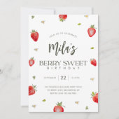 Minimalistische Berry Sweet verjaardagsuitnodiging Kaart (Voorkant)