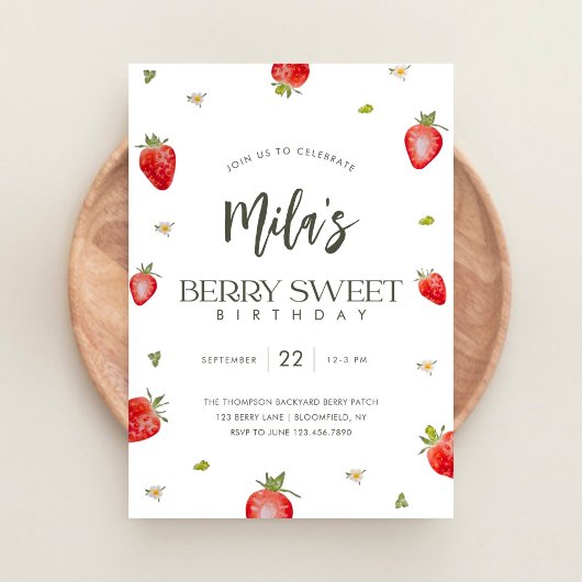 Minimalistische Berry Sweet verjaardagsuitnodiging Kaart