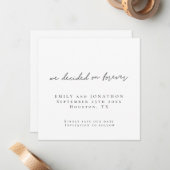 Minimalistische Besluit Voor Altijd Vierkant Bewaa Notitiekaartje (Voorkant / Achterkant in situ)