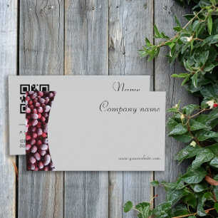 Minimalistische bessenfoto QR grijs Visitekaartje