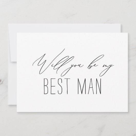 Minimalistische Best Man Groomsman Proposal Kaart (Voorkant)