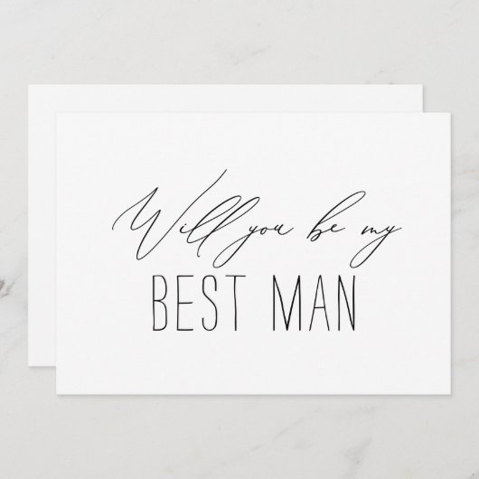 Minimalistische Best Man Groomsman Proposal Kaart (Voorkant / Achterkant)