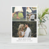 Minimalistische Beste Dag Ooit Paar Fotobruiloft Bedankkaart (Staand voorkant)