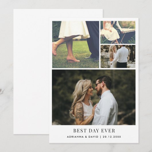 Minimalistische Beste Dag Ooit Paar Fotobruiloft Bedankkaart (Voorkant / Achterkant)