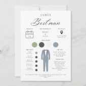 Minimalistische beste man bruiloft info Kaart (Voorkant)