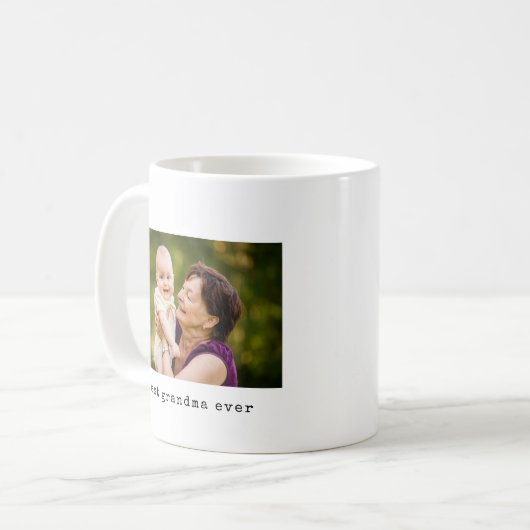 Minimalistische beste oma ooit foto koffiemok (Voorkant links)