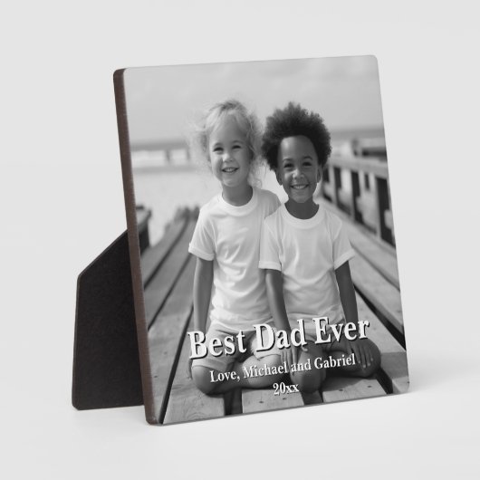 Minimalistische beste vader ooit gepersonaliseerde fotoplaat (Voorkant)