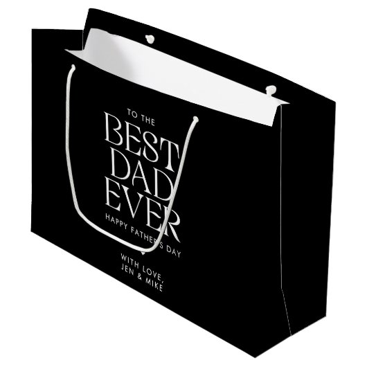 Minimalistische beste vader ooit moderne Vaderdag Groot Cadeauzakje (Voorkant Gekanteld)