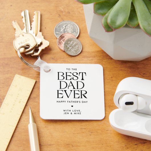 Minimalistische beste vader ooit moderne Vaderdag Sleutelhanger (Bureau)