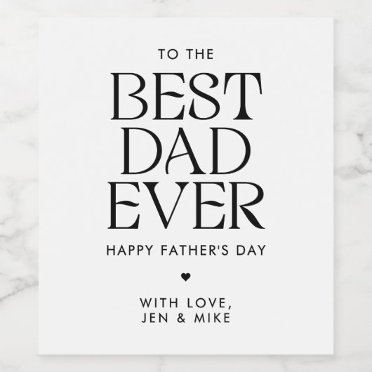 Minimalistische beste vader ooit moderne Vaderdag Wijn Etiket (Enkel label)