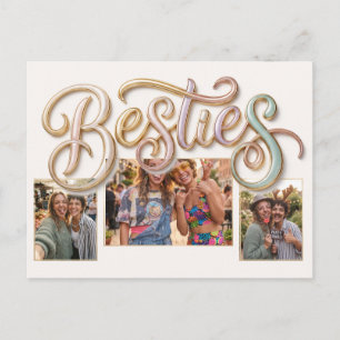 Minimalistische Besties Multi-Foto Collage Ontwerp Feestdagenkaart