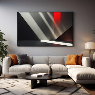 Minimalistische Beton & Rood Licht Canvas Afdruk