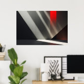 Minimalistische Beton & Rood Licht Poster (Thuiskantoor)