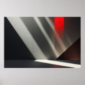 Minimalistische Beton & Rood Licht Poster (Voorkant)