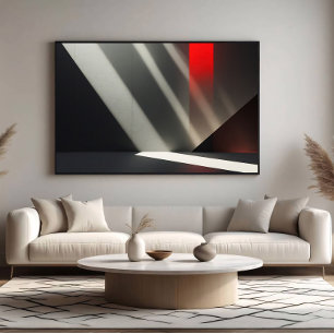 Minimalistische Beton & Rood Licht Poster