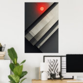 Minimalistische betonnen rode zon abstract poster (Thuiskantoor)