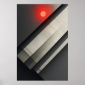 Minimalistische betonnen rode zon abstract poster (Voorkant)